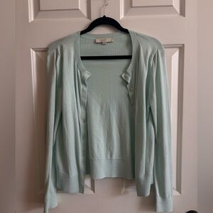 LOFT Mint Green Lightweight Cardigan- Size Medium